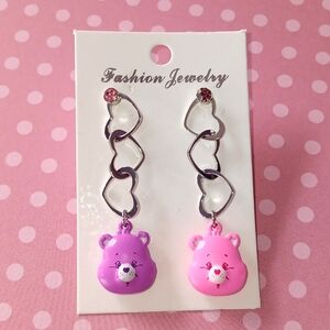 Care Bears Triple Heart Dangle Drop Earrings & Ear Cuffs New!